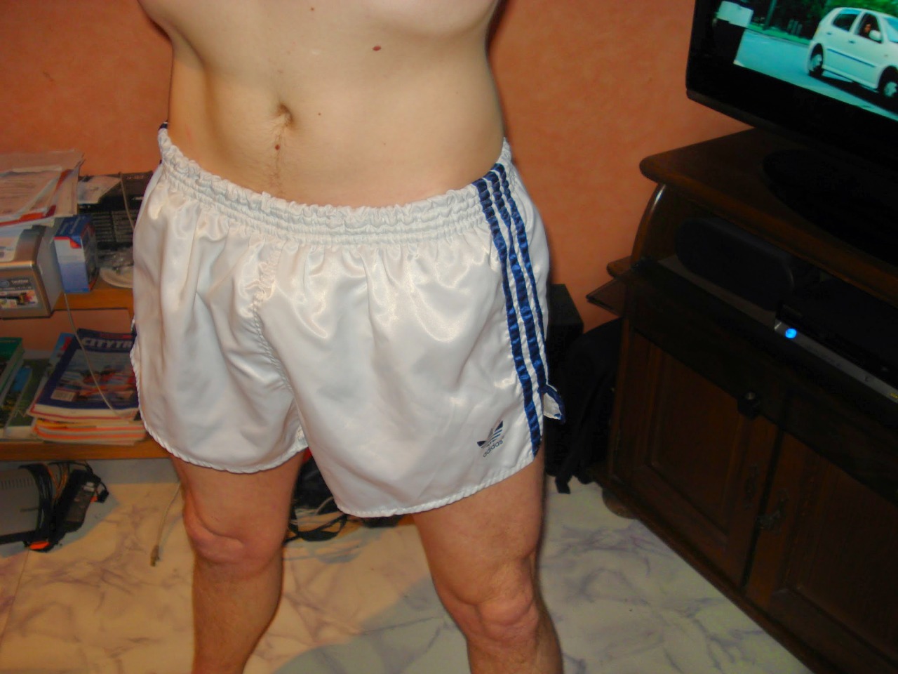 sportgearlover:3stripes nylon shiny adidas shorts set