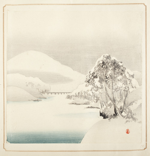 heaveninawildflower:Snowscape (circa 1900) by Takahashi Hiroaki (Japan, 1871-1945).Colour woodblock 