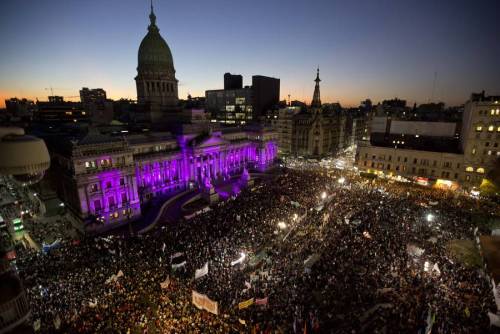 micdotcom:  Incredible photos show the massive protest against gender violence in Argentina Thousands of people took to the streets across Argentina on Wednesday to protest gender-based violence after the murder of Chiara Paez, a 14-year-old who was