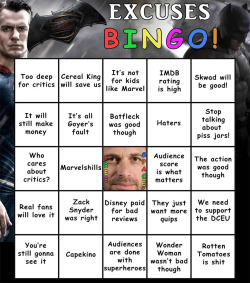 BvS: Dawn of Justice Excuses Bingo!Better