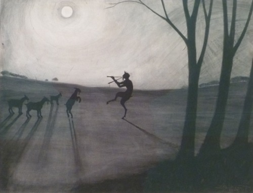 thunderstruck9:Léon Spilliaert (Belgian, 1881-1946), Faun bij maneschijn [Faun by moonlight], 1900. 