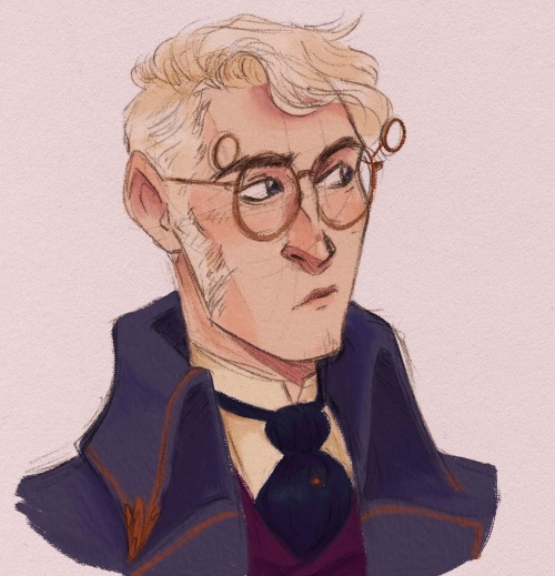 [ID: A Digitally Coloured Sketch Of Percy De Rolo From Critical Role. He Is Visible From The Shoulders