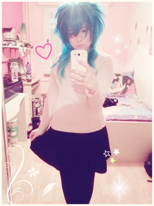 aozameru:took some selfies w/ my aoba wig (☆^ー^☆)