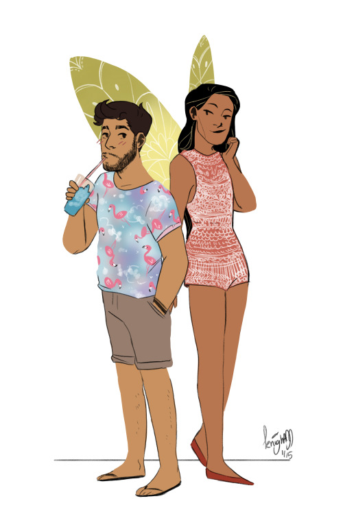 theartofknightjj:Les Normaux spoops in summer themed outfits because of reasons.