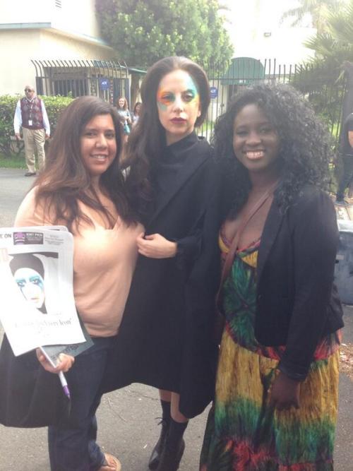 ladyxgaga:  Gaga with fans a few moments ago. 