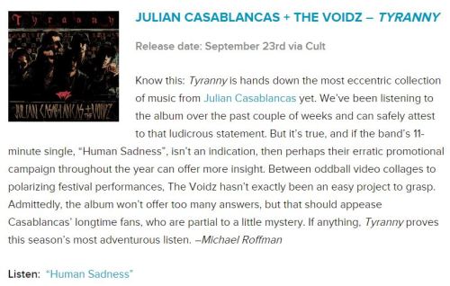 can-i-vhs-you:The 25 Most Anticipated Albums of Fall 2014 - Consequence of SoundJulian Casablancas +