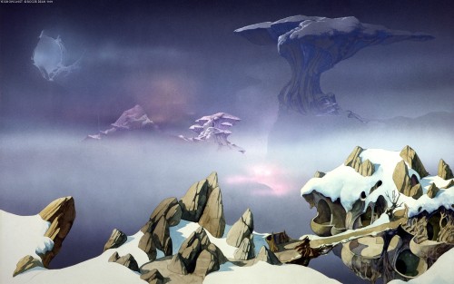 70sscifiart:Roger Dean’s snowy landscapes.