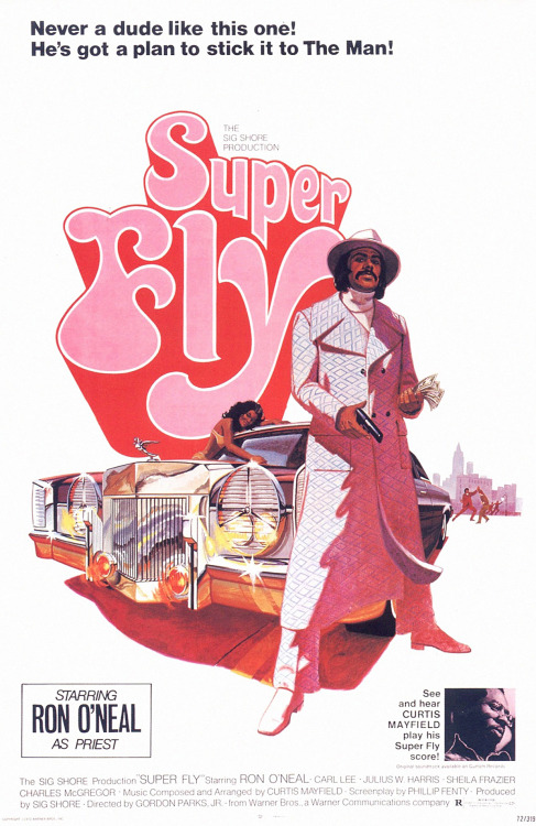 Tom Jung, poster illustration for Superfly, 1972. Soundtrack: Curtis Mayfield. Sig Shore production,