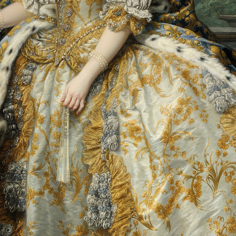 wonderwarhol: Detail of Marie Leszczinska, Queen of France, 1747, by Charles-André