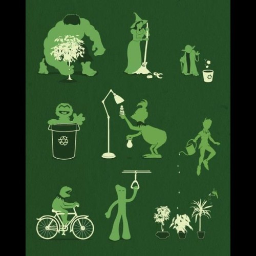 It’s not easy being green #recycle #hulk #wickedwitch #yoda #starwars #sesamestreet #oscarthegrouch #thegrinch #drseuss #peterpan #kermitthefrog #themuppets #gumby