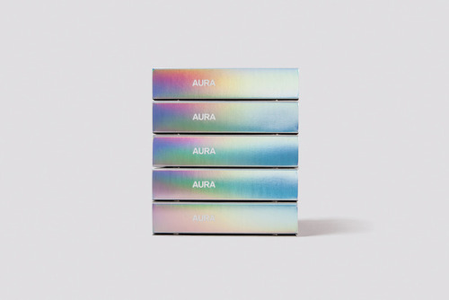 A compilation of iridescent packaging designs.
