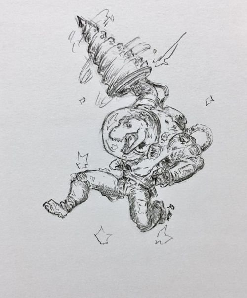 Explanation&hellip;? Why&hellip;? . . . #dinosaur #trex #astronaut #drill #radical #cosmonau