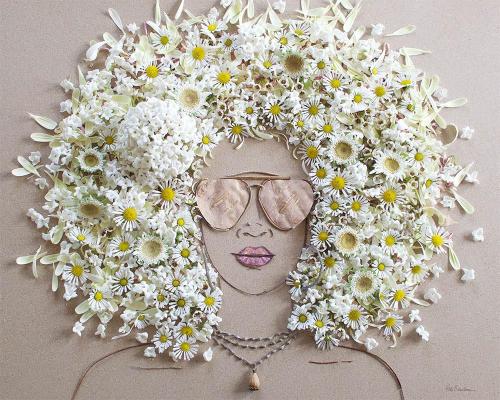 Pictures of Women created by Female Artists using a variety of mostly found, all natural materials. 