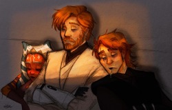 inky-axolotl:Clone wars fans, we doing okay? Wanted to sketch and color the trio back when days were still just a little brighter, taking a well deserved nap after a particularly crazy and long mission. 