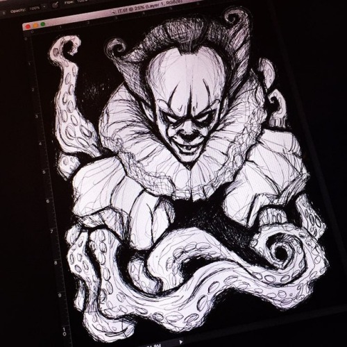 Just add color and you&rsquo;ll be marvelous, darling! #it #itmovie #drawing #wip #art #sketch #digi