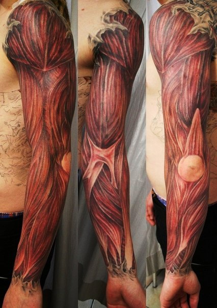 Optical illusion tattoo arm