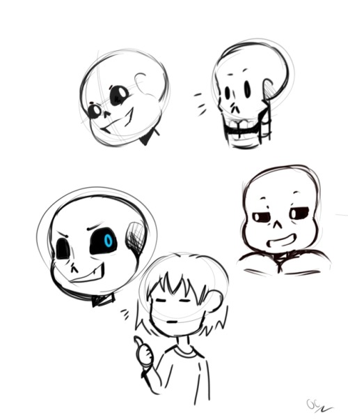Some random sketches from a fan who will never forget the skele boi’s! Plus an extra Frisk! Hope thi