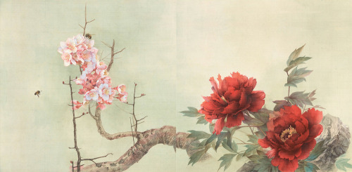 mingsonjia:工笔十二月花卉 Gongbi paintings on silk - Flowers of 12 Months by Ji Shuwen, Qiu Hao and Qiu Yue