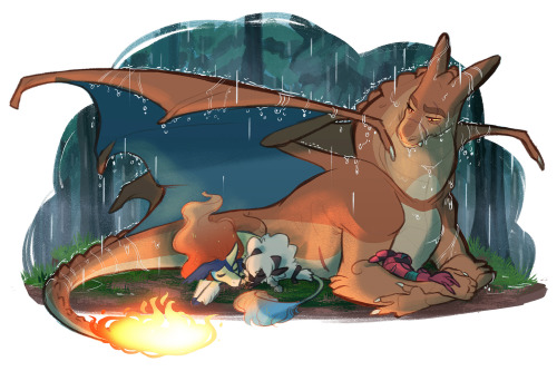 AWWWWW YEAH NEW POST! This time it’s art for that Pokemon story I’m working on! owo Our grumpy grand