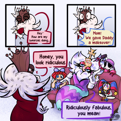 Here's A Small Comic Of A Cute AU Made By @teashteinn Of Kinger And Queenie Being Pomni's Parents And