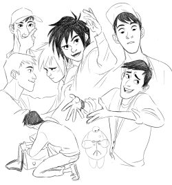 doodlesaresketcheswithnoodles:Doodle #595 - sketchin before bed aka at stupid o’clock.. Tadashi, Hiro and a little ●―●