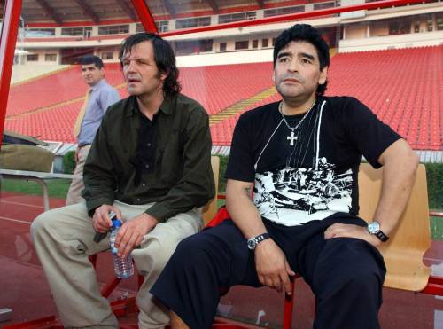 Director and Subject of Maradona by Kusturica: Emir Kusturica and Diego Maradona. 