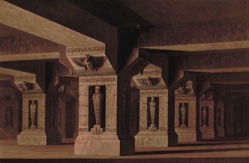 songesoleil:Decoration zu der Oper : Die Zauberflöte.Art by Karl Friedrich Schinkel.(1781-1841).