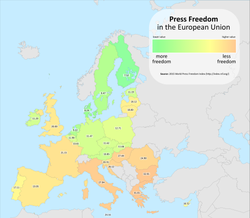 mapsontheweb:Press freedom in the European Union, 2015.