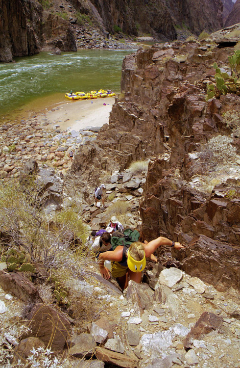 1999: Final full day of a week’s paddle-rafting down the upper Grand Canyon saw us hike up 75 