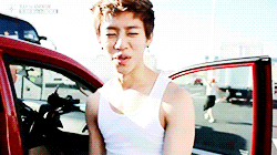 foreverwithbapbabyz:  Daehyun in white wife-beater in LV 