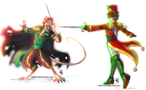 Nutcracker Prince Roman VS Mouse King Remus!  Their sweaters had nutcracker and mouse king iconograp