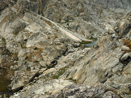 Geology near Old Squaw Lake. Western Pinnacles Lakes Basin, John Muir Wilderness, Sierra Nevada Moun