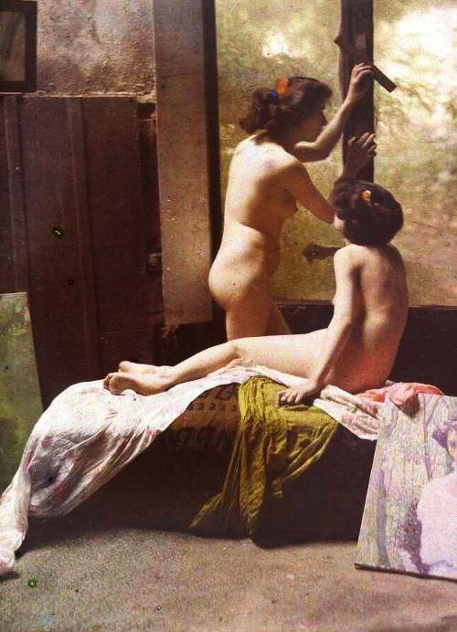 Gustave André Auguste Gain, Two Nude Women in the Studio, 1910.