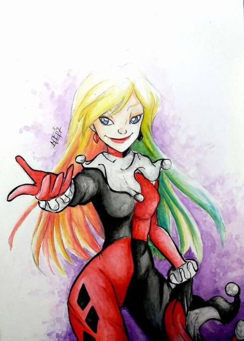 Harley Quinn watercolor (for benefic raffle)