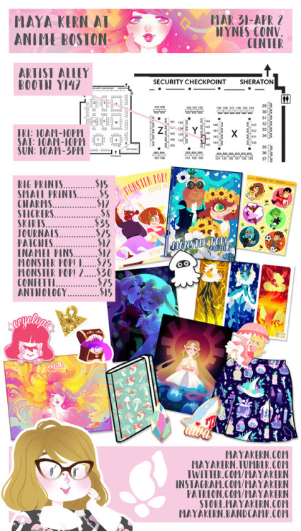 hey, y’all! i’ll be at anime boston this upcoming weekend at artist alley table Y147! we won’t have 