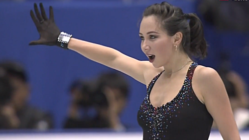 Performing her program to “assassin’s tango”, Russian Elizaveta Tuktamysheva 