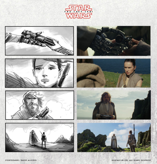 Official storyboards for Star Wars: The Last Jedi by David Allcock.