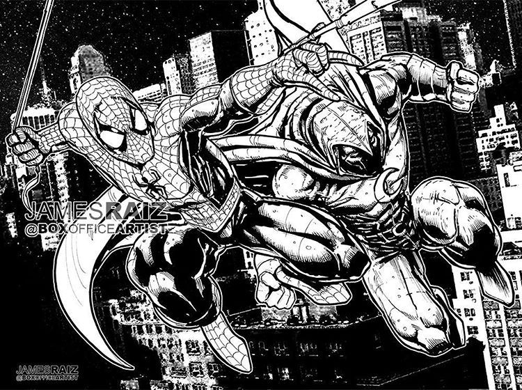 The BoxOfficeArtist — I Drew #Spiderman and #MoonKnight last night on...