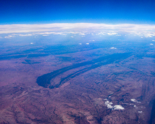 2005: The Ooraminna Anticline seen from 35,000 feet. The wells, Ooraminna-1 and Ooramina-2, found ga