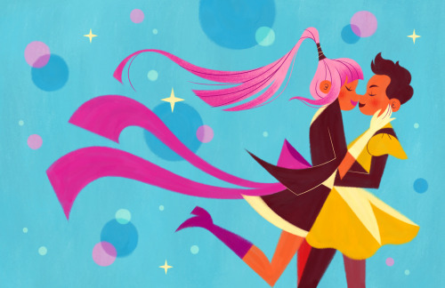 An illustration for Moon Goon Studio’s My Gay Awakening! zine celebrating magical girls who love gir