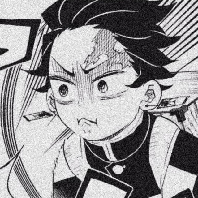 an icon of tanjiro from demon slayer manga. it is drawn in a goofy fashion. he angrily swipes at something to the left. he has an anrgy expression. his mouth is scrunched.