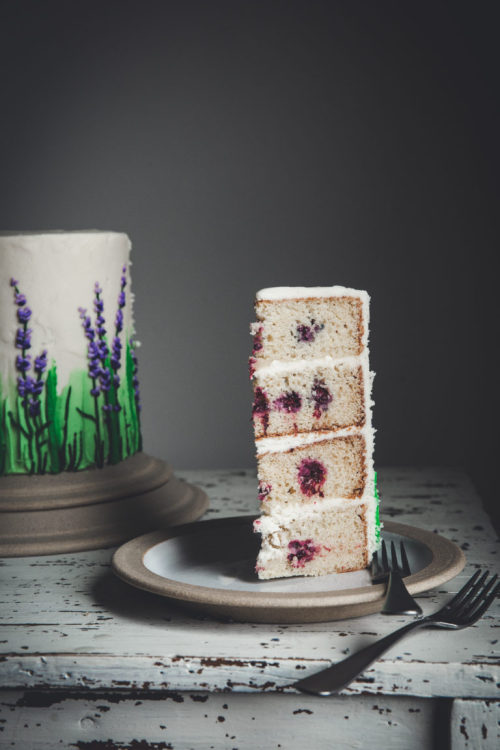 wevestill-gottime: Lavender Lemon Blackberry Cake + Cream Cheese Frosting