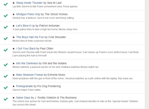 So there's this website that gives you every song that played in an episode (no matter