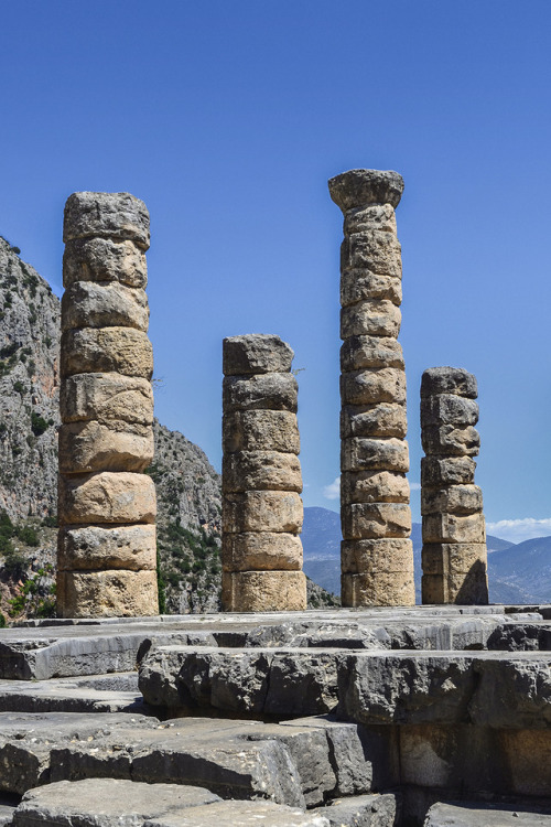 The columns at the entrance of The Temple of Apollo, Delphi - GreeceDelphi | Ancient ruins