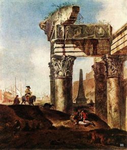 hadrian6:  Ancient Ruins. 17th.century. Jan Baptist Weenix.  Dutch 1621-1659. oil /canvas. http://hadrian6.tumblr.com 