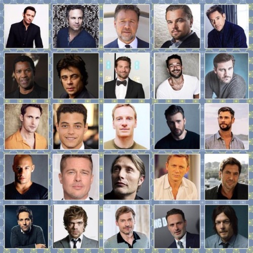 My top 25. #hughjackman #markruffalo #russellcrowe #leonardodicaprio #robertdowneyjr #denzelwashingt