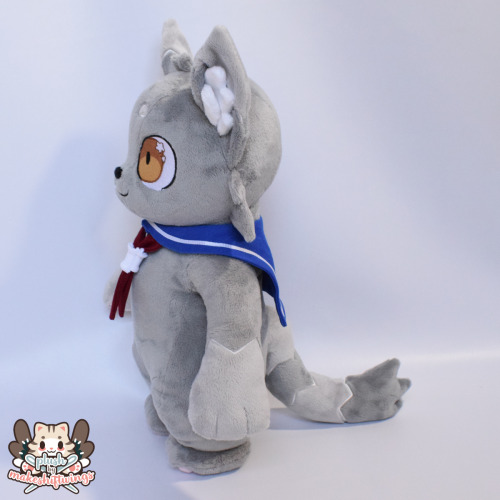 say hello to hoshi! she is made with my short legged anthro plush pattern with armature in her arms,