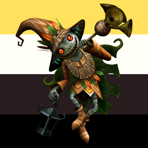 Nonbinary flag but it’s color-picked from the Skull Kid (Twilight Princess).