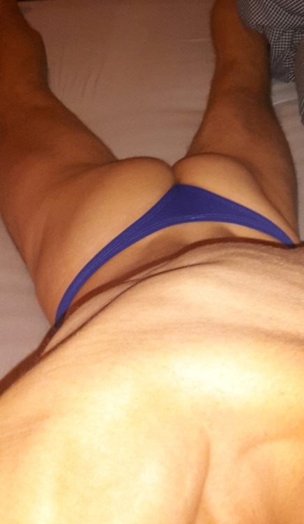 Me in my blue lycra thong. My wish list?! A silver thong, a wrestling suit, cycling shorts and a bla