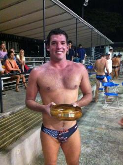 blackandwhite1789:  Water Polo Player with very full speedos